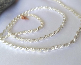 Rope Chain Silver 925, Dainty Layered Twisted Necklace, Chainmail Vintage style Round Stacking Choker