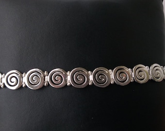Ancient Greek Spiral Link Bracelet, Sterling Silver 925