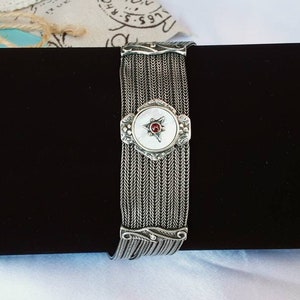 Byzantine Bracelet Silver 925 Genuine Garnet and Mother Of Pearl Chunky Vintage Antique style Foxtail Chain Armband Handmade Greek Jewelry
