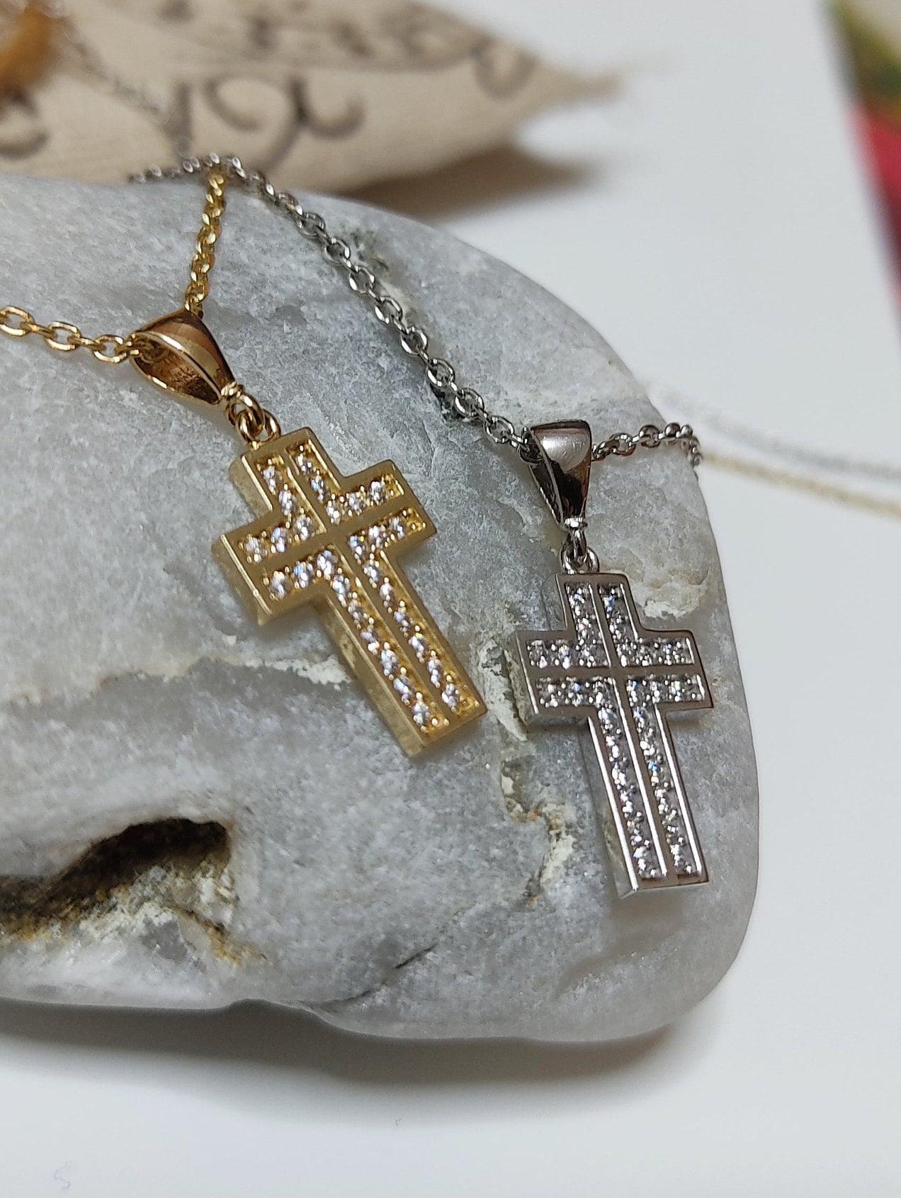 Simple Cross Pendants Necklaces Women Silver Color Chain Choker Neckla