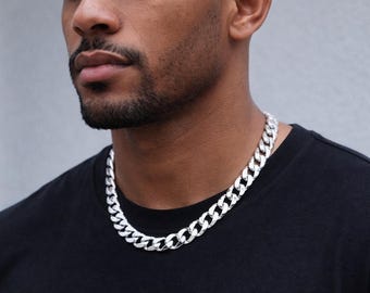 Heavy Solid Sterling Silver 925 Cuban Link Chain: 9.4mm Unisex Luxury Bold Statement Necklace