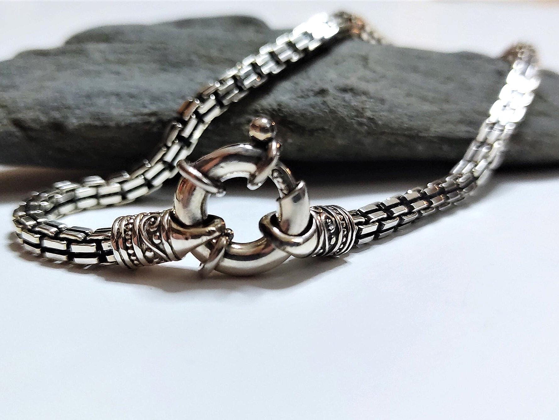 Oxidized Box Chain Silver 925, Edgy Square Thick Vintage Antique ...