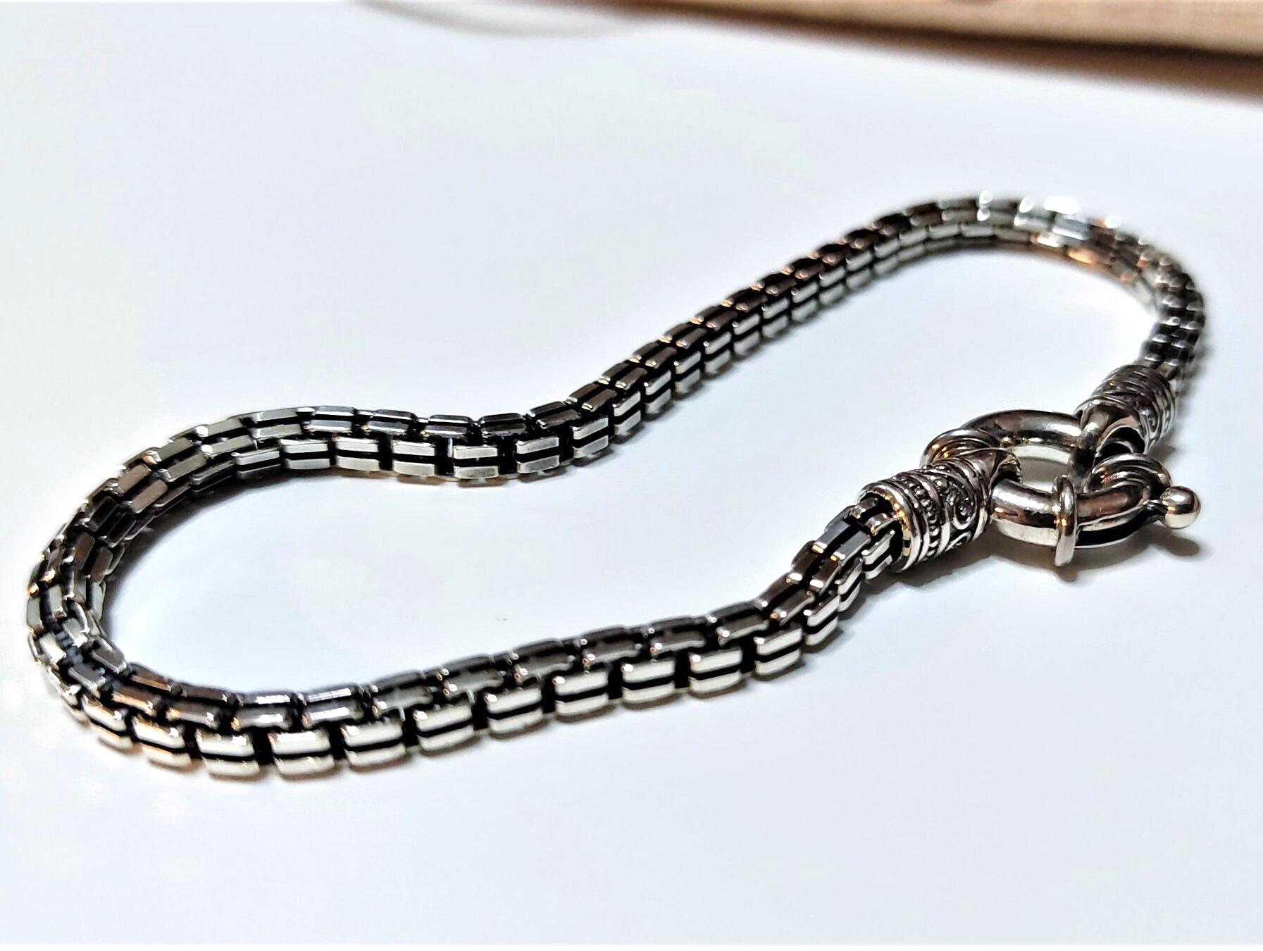 Oxidized Box Chain Silver 925, Edgy Square Thick Vintage Antique ...