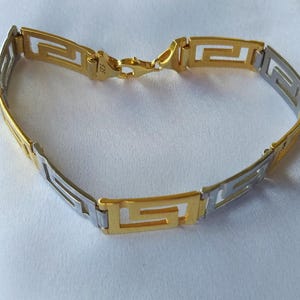 Ancient Greek Mythology Link Bracelet Gold-plated Silver 925, Meander Greece Signet Key Gift Jewelry image 19