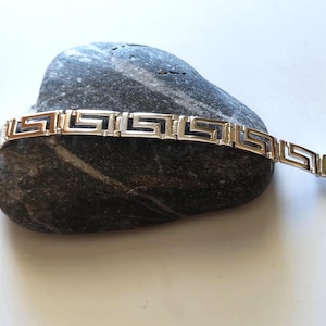 Ancient Greek Mythology Link Bracelet Gold-plated Silver 925, Meander Greece Signet Key Gift Jewelry image 18