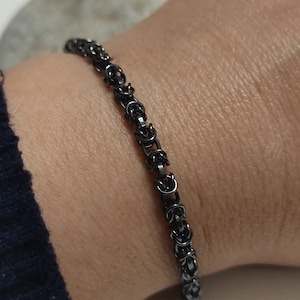 Byzantine Chain Silver 925 Necklace,Bracelet/Vintage Male Balinese Borobutur Link Chain/Man and Woman Handwoven Chunky Antique Style Collar