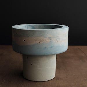 Unique,Blue concrete bowl/Concrete bowl on the pedestal/Concrete centerpiece