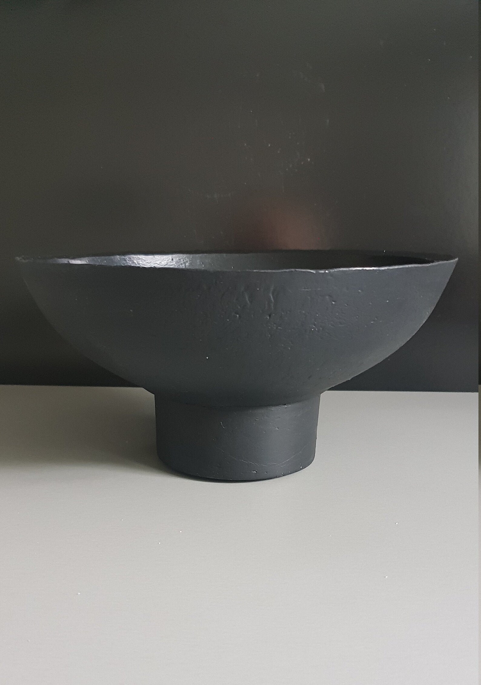 Concrete Bowl on the Pedestal Black Concrete Bowle Rustic Etsy