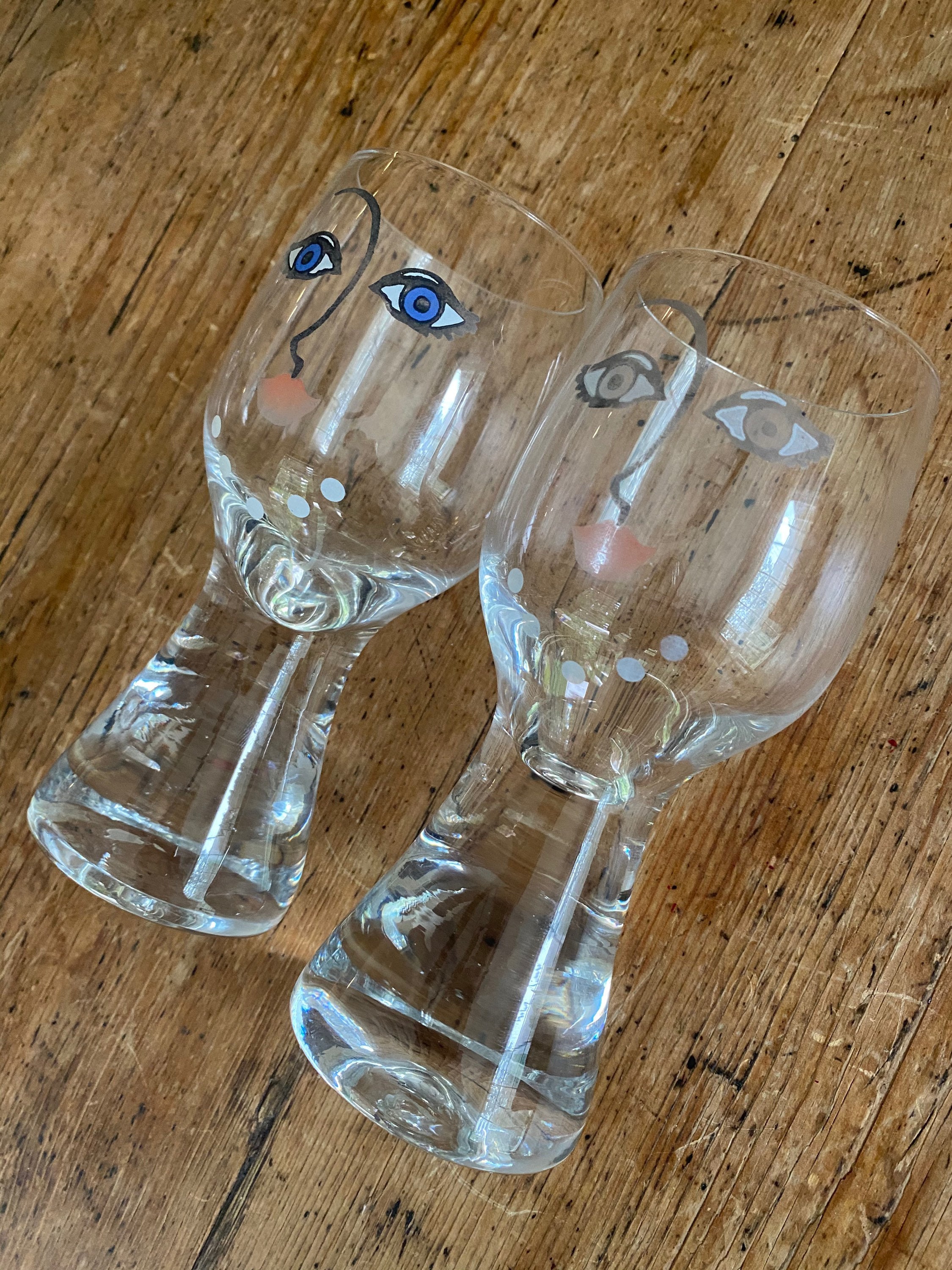 Vintage Unique Barware/ Drinking Glasses with Painted Faces Etsy