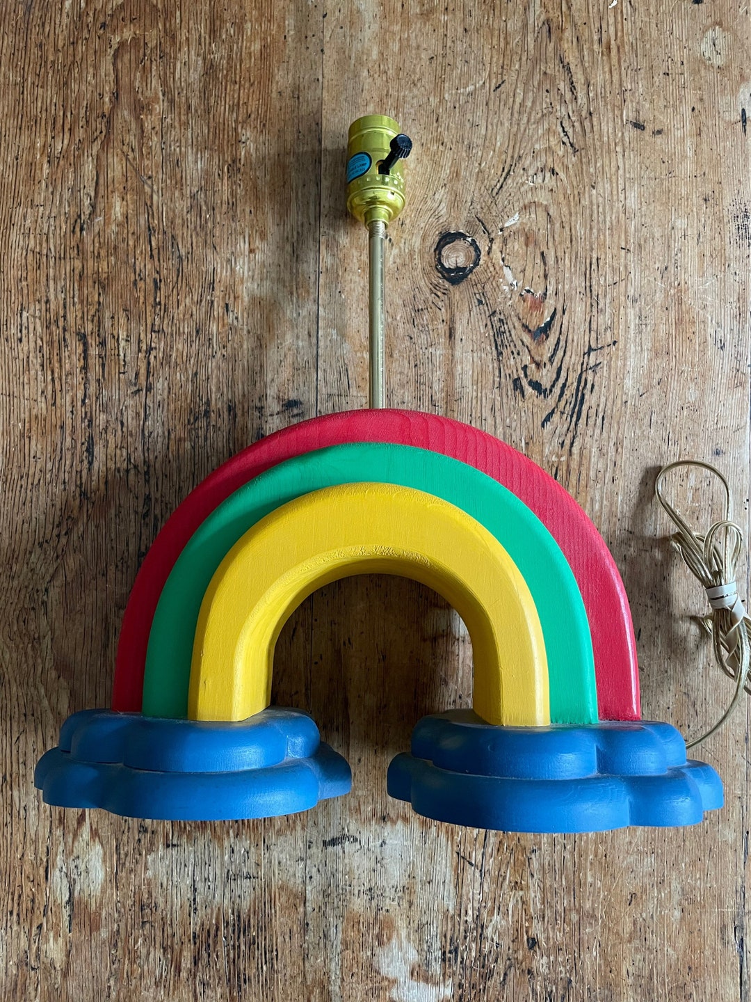 Vintage Underwriter Laboratories Rainbow Table Lamp, Painted Wood