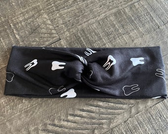 DENTAL MOLARS Knot Headband, Dental Gift, Hygienist Headband, Headband with Teeth, Work Headband, Dental Assistant Gift, Dentist Gift