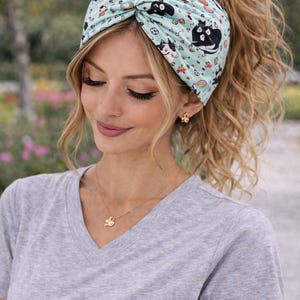 FAT CATS Knot Wide Headband, Kitten, Vet Tech, Cat Lover Headband, Animal Print Headband, Black Cat, Animal Shelter Gift, Paw Print Headband image 1