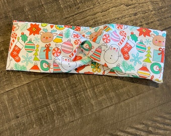 CHRISTMAS DOODLES Knot Headband, Wide Holiday Headband, No Slip Headband with Christmas Tree, Dental and Medical Professional Headband