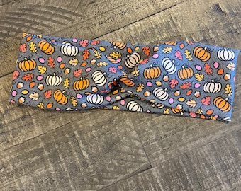 PUMPKINS & LEAVES Headband, Headband for Women, Thanksgiving Headband, Fall Autumn Headband, Headbands for Nurses, Headband with Pumpkin