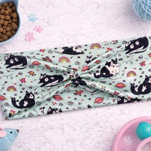 FAT CATS Knot Wide Headband, Kitten, Vet Tech, Cat Lover Headband, Animal Print Headband, Black Cat, Animal Shelter Gift, Paw Print Headband image 2