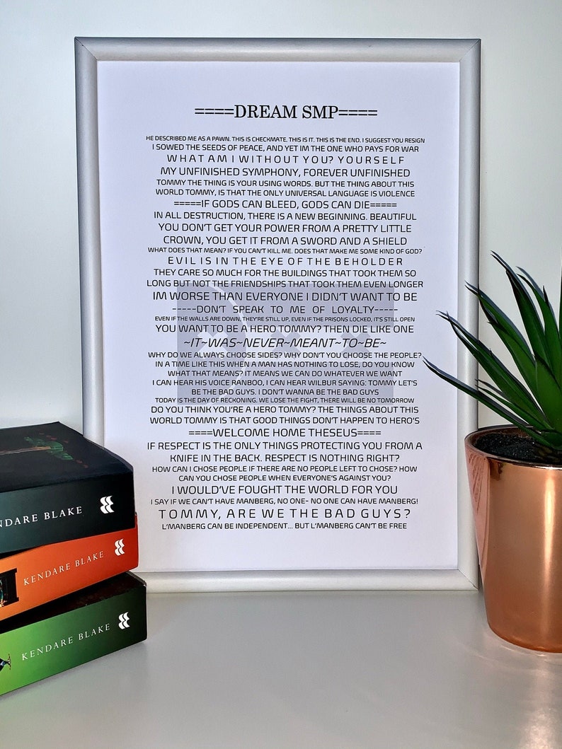 Dream SMP- Quote print poster- Unframed 