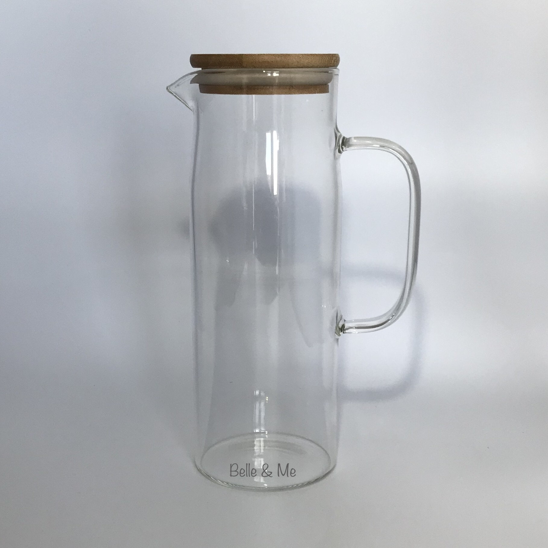 1.2lt Glass Jug/Carafe with bamboo lid Etsy