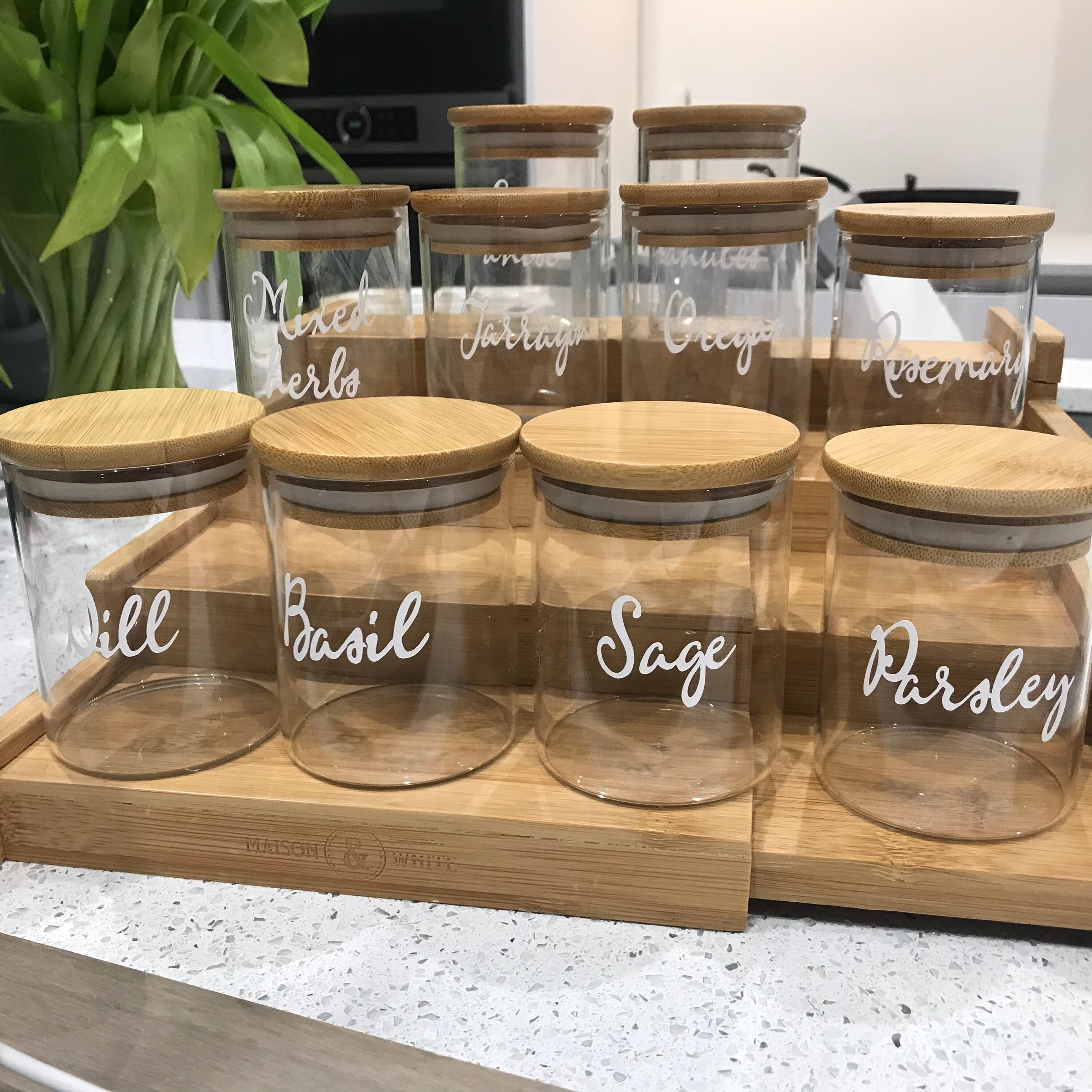 Herbs & spice jars 200ml Glass jars with bamboo lid Etsy