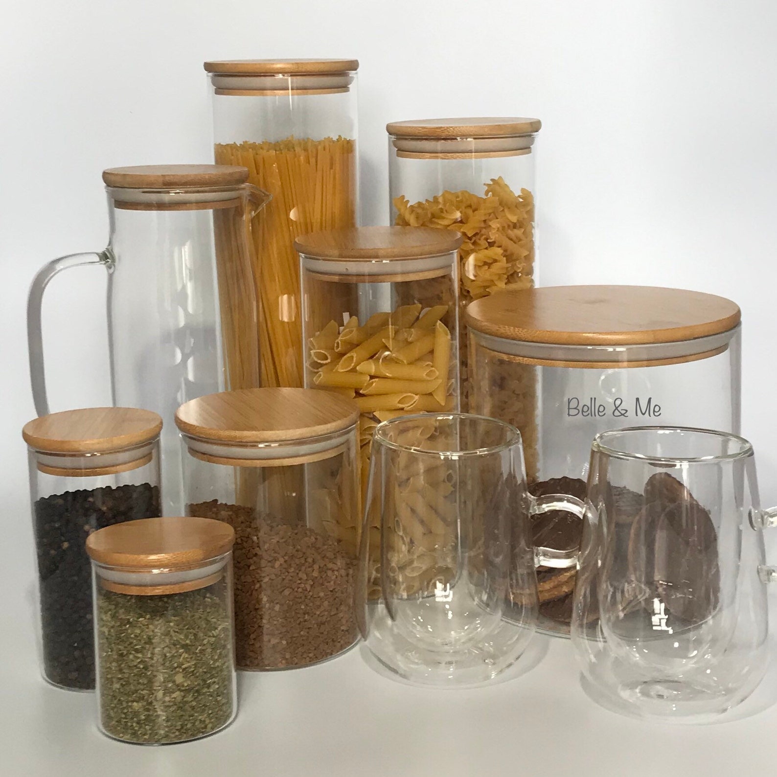 300ml glass jar with bamboo lid Herbs and spices jars Etsy