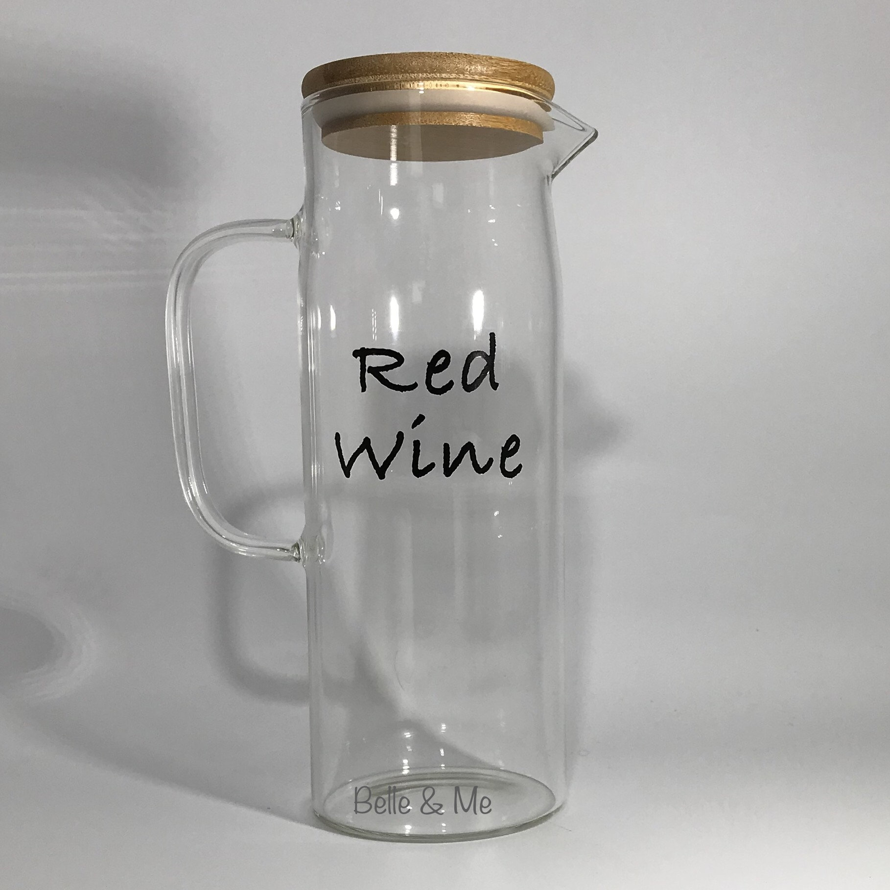 1.2lt Glass Jug/Carafe with bamboo lid Etsy