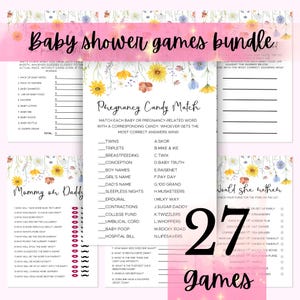 Boho Baby Shower Games, Wildflower Baby Shower Games, Baby in Bloom Shower Games Bundle, Printable Game, Bundle, Funny Shower Games, 5