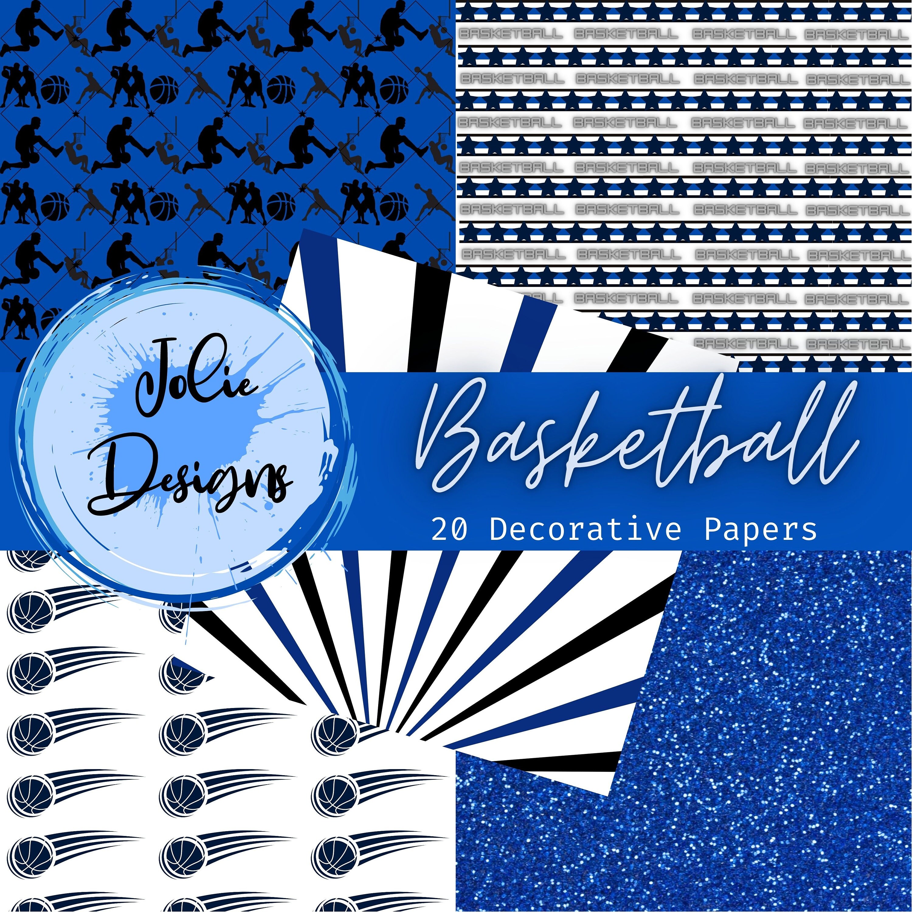 20 Blue Basketball Decorative Papers Digital Instant Download Etsy