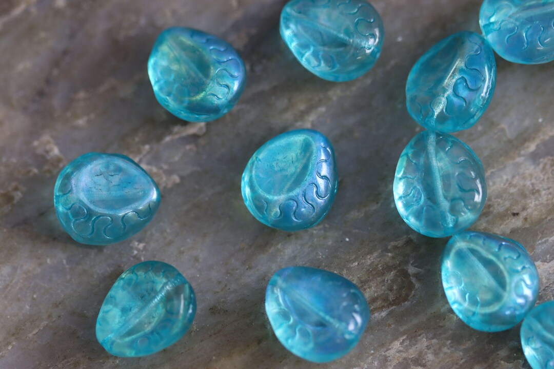 Sky Blue AB Czech Glass Pinched Drop Beads 13x11mm, 8 Beads - Etsy