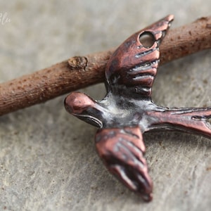 Mykonos Peace Dove Antique Bronze 28x35mm, Greek Cast Metal, 1 Bead/2 Beads
