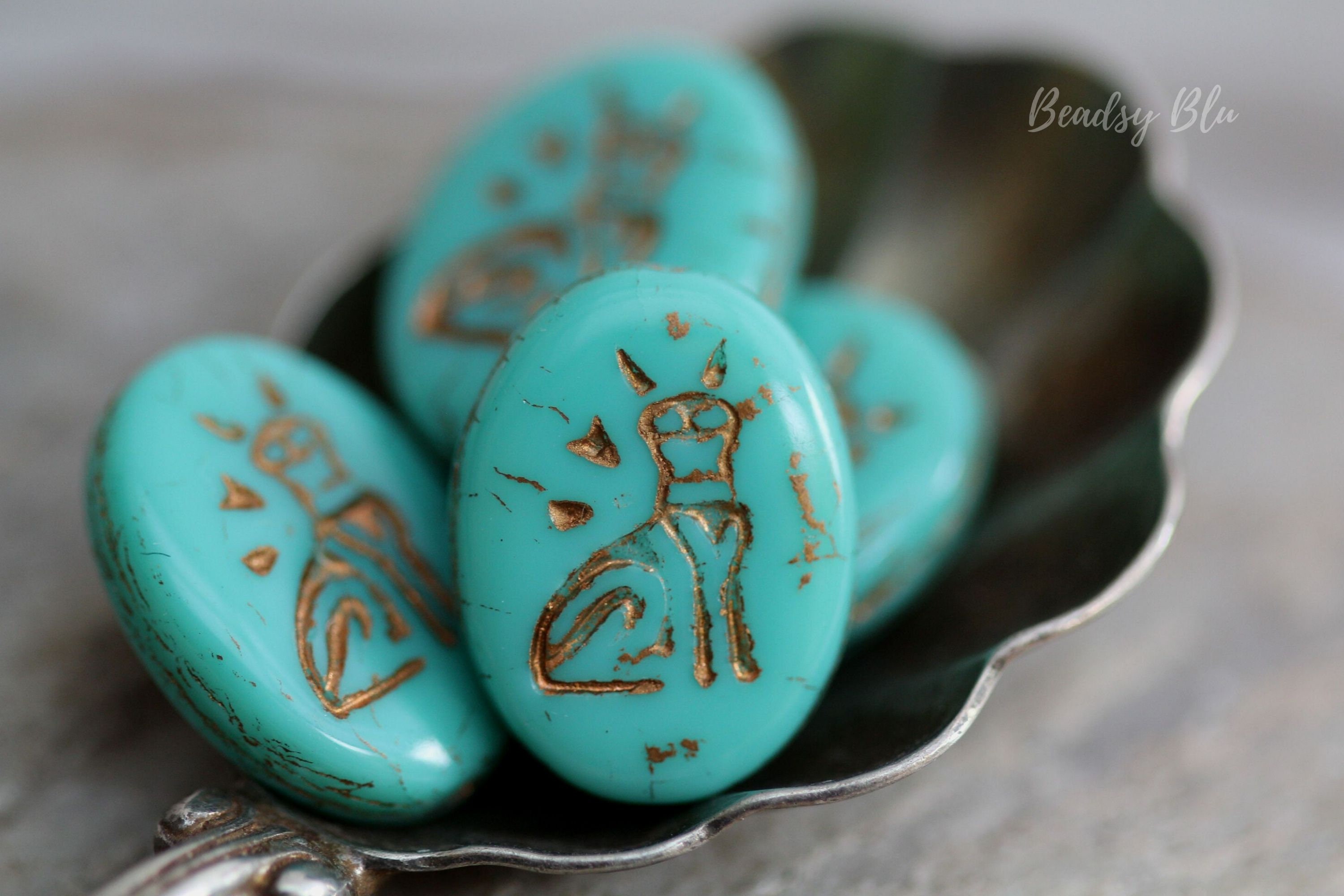 Cat Beads - pair of Czech glass beads grumpy cat in grayish blue – Life is  a Gift Shop
