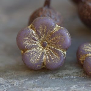 Etched Dusty Rose Hibiscus Czech Glass Beads (21mm)