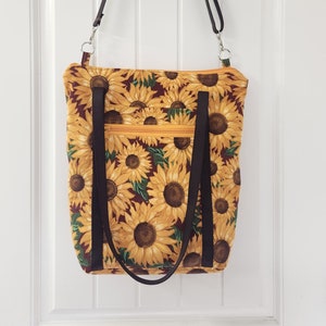 Sunflower Cotton Canvas Convertible Crossbody and Tote Bag
