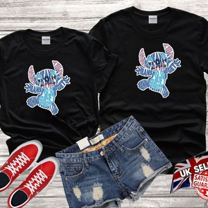 Disney Stitch &quot;Ohana Means Family Lovers Floral T-shirt Tshirt T shirt Top Men Women Ladies Gildan S-M-L-XL-XXL-3XL-4XL-5XL Unisex V92