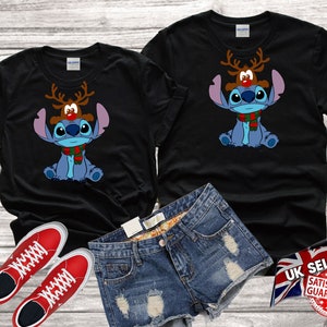 Disney stitch Christmas cute friendships Love Best gift Tshirt Top Men Women Ladies Gildan S-M-L-XL-XXL-3XL-4XL-5XL Unisex V375