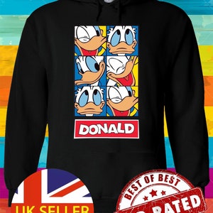 Disney Donald Duck Fuuny Faces Cartoon Gift Hoodie Sweatshirt Pullover Winter Men Women Ladies Gildan S-M-L-XL-XXL-3XL-4XL-5XL Unisex V71