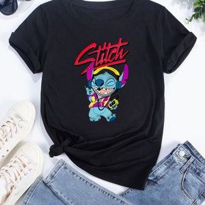 Disney stitch rock music funny cute Best gift Tshirt Top Men Women Ladies Gildan S-M-L-XL-XXL-3XL-4XL-5XL Unisex V868