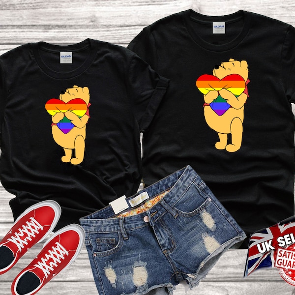 Disney Winnie the pooh Rainbow Print Love Gay Pride Lesbian LGBT Tshirt Top Men Women Ladies Gildan S-M-L-XL-XXL-3XL-4XL-5XL Unisex V494