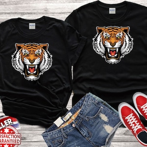 Tiger Head Cool illustration Design 90&#39;s trendy Family Best gift Tshirt Top Men Women Ladies Gildan S-M-L-XL-XXL-3XL-4XL-5XL Unisex V63