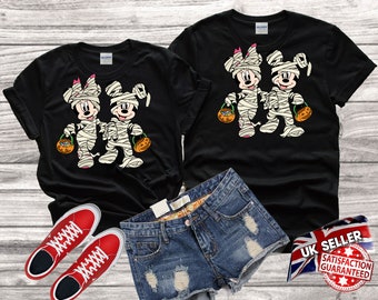 Disney Mickey Minnie Mouse Halloween costume mummy Best gift Tshirt Top Men Women Ladies Gildan S-M-L-XL-XXL-3XL-4XL-5XL Unisex V335