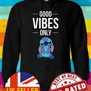 Disney Lilo & Stitch Good Vibes Only Family Hoodie Sweatshirt Pullover Winter Men Women Ladies Gildan S-M-L-XL-XXL-3XL-4XL-5XL Unisex V245