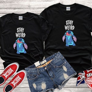 Disney Lilo and Stitch Ohana Stay Weird Funny Lick T-shirt Tshirt T shirt Top Men Women Ladies Gildan S-M-L-XL-XXL-3XL-4XL-5XL Unisex V229