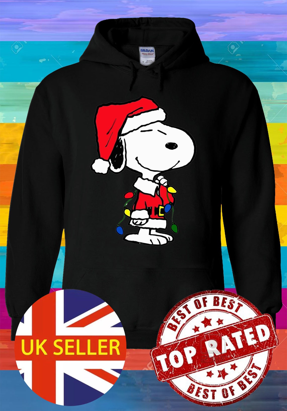 Snoopy Christmas Santa Xmas Hoodie Sweatshirt Pullover Winter Etsy