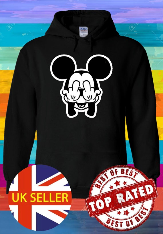Disney Mickey Minnie Mouse Middle Fingers Joke Hoodie Sweatshirt