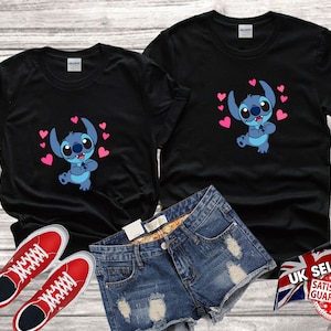 Disney stitch ohana love heart Family Funny Best gift Tshirt Top Men Women Ladies Gildan S-M-L-XL-XXL-3XL-4XL-5XL Unisex V338