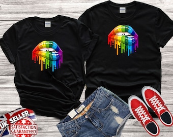 Arcobaleno labbra stampa amore gay gay LGBT famiglia migliore regalo tshirt top uomini donne gildan S-M-L-XL-XXL-3XL-4XL-5XL Unisex V27