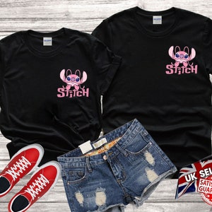 Disney Stitch girlfriend lovers funny cute family T-shirt Top Men Women Ladies Gildan S-M-L-XL-XXL-3XL-4XL-5XL Unisex V414