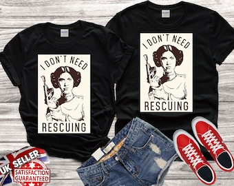 Prinzessin Leia Rebel "Ich brauche nicht retten2 " bestes Geschenk Tshirt Top Männer Frauen Damen Gildan S-M-L-XL-XXL-3XL-4XL-5XL Unisex V107