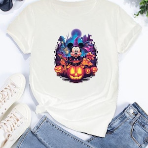 Disney Mickey mouse Halloween Pumpkin ghost T-shirt Top Men Women Ladies Gildan S-M-L-XL-XXL-3XL-4XL-5XL Unisex V940