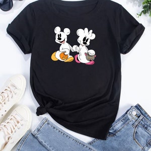 Disney Mickey minnie mouse ghost pumpkin Halloween trick or treat Tshirt Top Men Women Ladies Gildan S-M-L-XL-XXL-3XL-4XL Unisex V897
