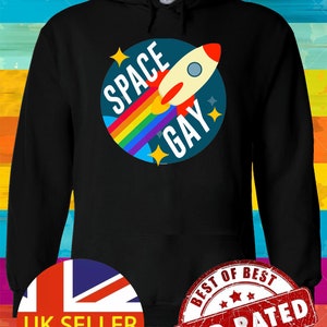 Space Gay Rainbow Gay Pride Lesbian LGBT Cute Hoodie Sweatshirt Pullover Winter Men Women Ladies Gildan S-M-L-XL-XXL-3XL-4XL-5XL Unisex V184