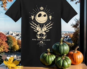 Vintage King Jack Skellington T-Shirt Tshirt T Shirt Hoodie Unisex Men Women Kids (S-5XL) | Gildan Top for Boys & Girls SY852
